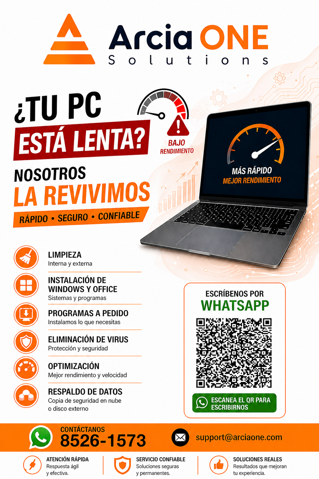 Flyer de servicios para particulares de ArciaONE Solutions